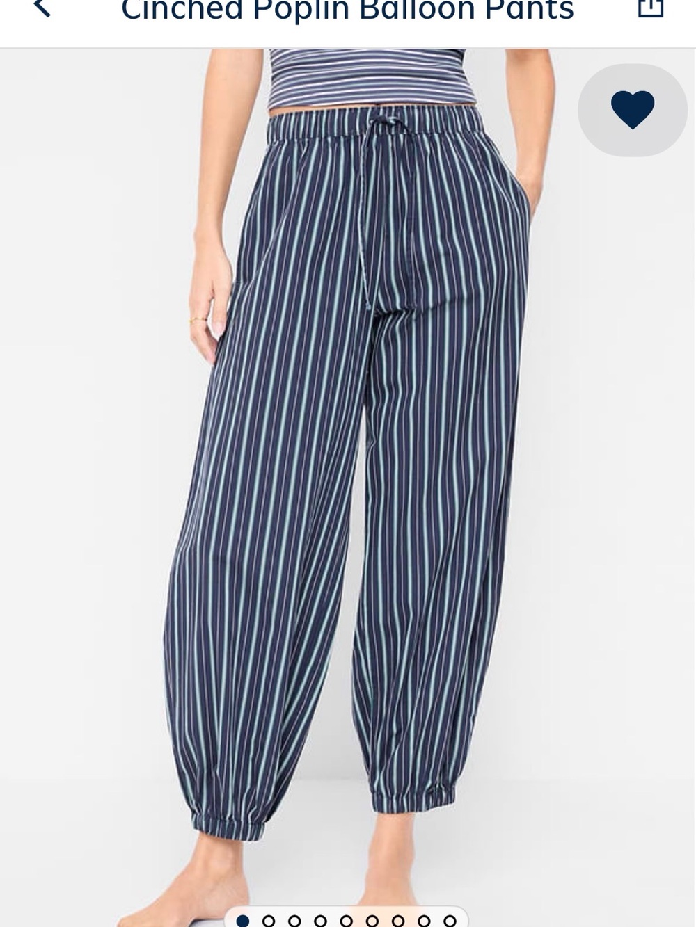 Old Navy Striped Jogger Pants Small Navy Teal Drawstring Pull On Casual Cotton